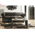 Furniture Factory Retro Black Couch 3-Seater Chesterfield Sofa For Hotel